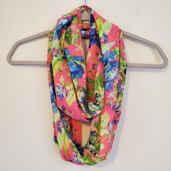 Bright Floral Design Infinity Georgette Flouncy Scarf - Picture 1 of 3